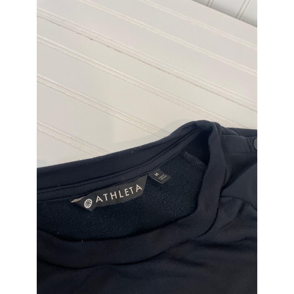 Athleta Women’s Black Raglan Snap Sleeve Mini Sweater Dress Crew Neck Size M - Picture 4 of 9